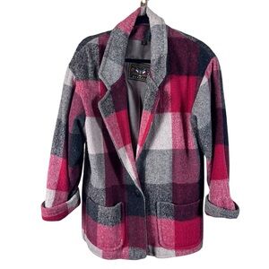 Express | Vintage 80s 90s Barn Coat Chore Farm Jacket Plaid Heavy Knit Wool XS